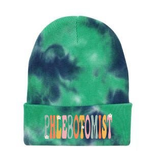 Phlebotomist Week Groovy Appreciation Day For Women For Work Tie Dye 12in Knit Beanie