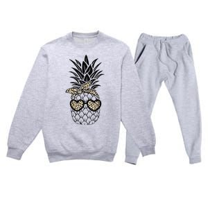 Pineapple Wearing Glasses Leopard Fun Pineapple Premium Crewneck Sweatsuit Set