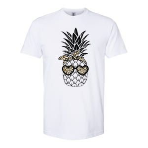 Pineapple Wearing Glasses Leopard Fun Pineapple Softstyle CVC T-Shirt