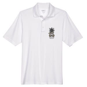 Pineapple Wearing Glasses Leopard Fun Pineapple Men's Origin Performance Pique Polo