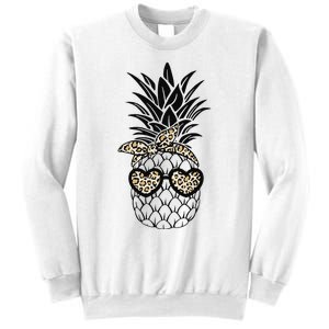 Pineapple Wearing Glasses Leopard Fun Pineapple Sweatshirt