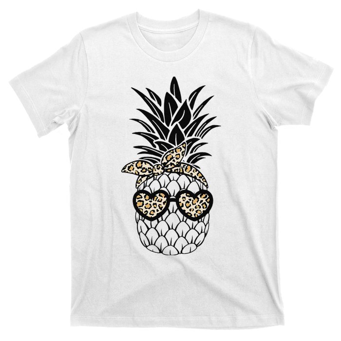 Pineapple Wearing Glasses Leopard Fun Pineapple T-Shirt