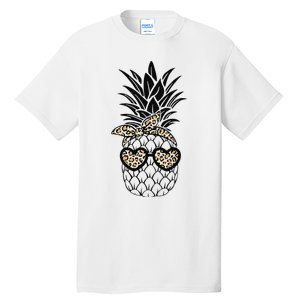 Pineapple Wearing Glasses Leopard Fun Pineapple Tall T-Shirt