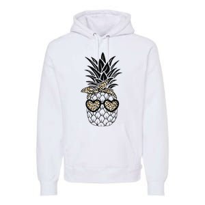 Pineapple Wearing Glasses Leopard Fun Pineapple Premium Hoodie