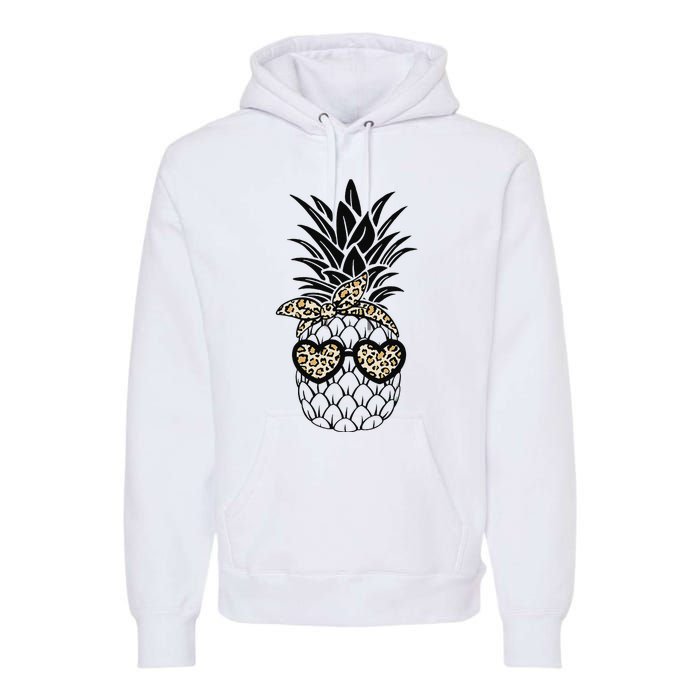 Pineapple Wearing Glasses Leopard Fun Pineapple Premium Hoodie