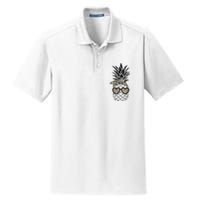 Pineapple Wearing Glasses Leopard Fun Pineapple Dry Zone Grid Polo