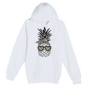 Pineapple Wearing Glasses Leopard Fun Pineapple Premium Pullover Hoodie