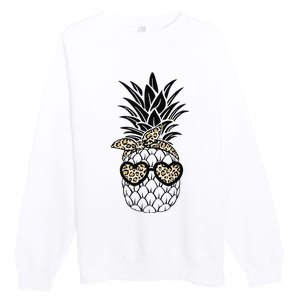 Pineapple Wearing Glasses Leopard Fun Pineapple Premium Crewneck Sweatshirt