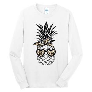 Pineapple Wearing Glasses Leopard Fun Pineapple Tall Long Sleeve T-Shirt