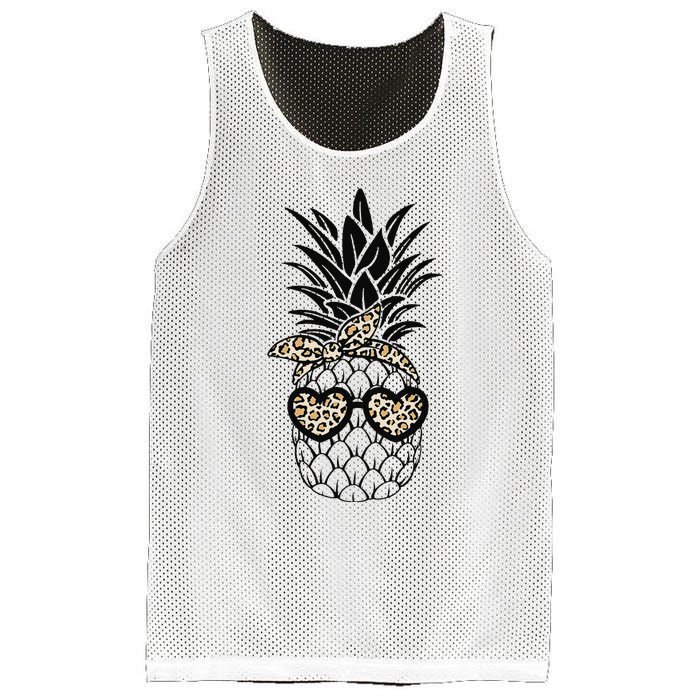 Pineapple Wearing Glasses Leopard Fun Pineapple Mesh Reversible Basketball Jersey Tank