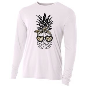 Pineapple Wearing Glasses Leopard Fun Pineapple Cooling Performance Long Sleeve Crew