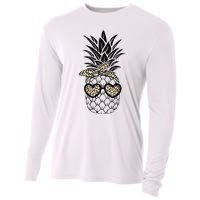 Pineapple Wearing Glasses Leopard Fun Pineapple Cooling Performance Long Sleeve Crew