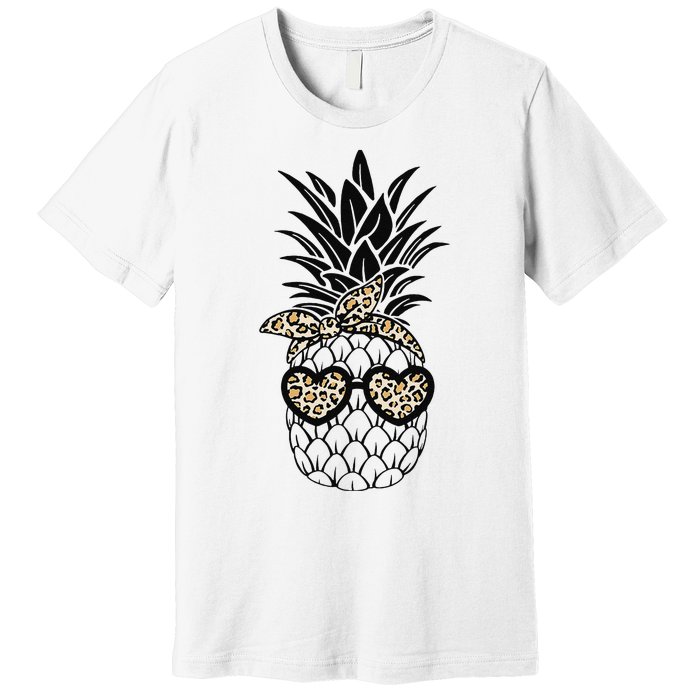 Pineapple Wearing Glasses Leopard Fun Pineapple Premium T-Shirt