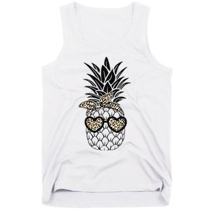 Pineapple Wearing Glasses Leopard Fun Pineapple Tank Top