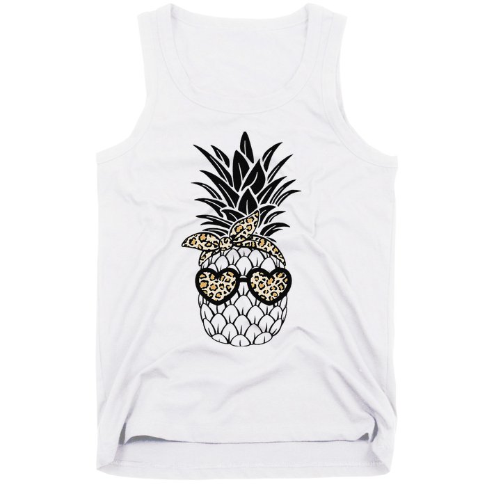 Pineapple Wearing Glasses Leopard Fun Pineapple Tank Top