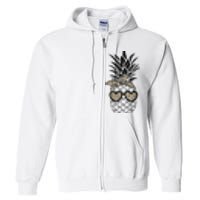 Pineapple Wearing Glasses Leopard Fun Pineapple Full Zip Hoodie