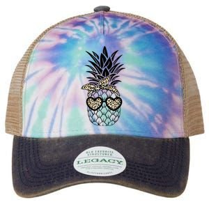 Pineapple Wearing Glasses Leopard Fun Pineapple Legacy Tie Dye Trucker Hat