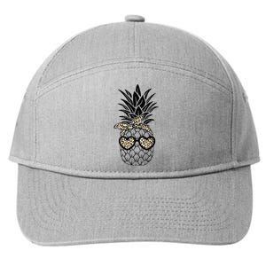 Pineapple Wearing Glasses Leopard Fun Pineapple 7-Panel Snapback Hat