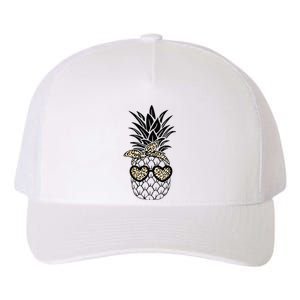 Pineapple Wearing Glasses Leopard Fun Pineapple Yupoong Adult 5-Panel Trucker Hat