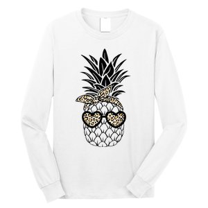 Pineapple Wearing Glasses Leopard Fun Pineapple Long Sleeve Shirt