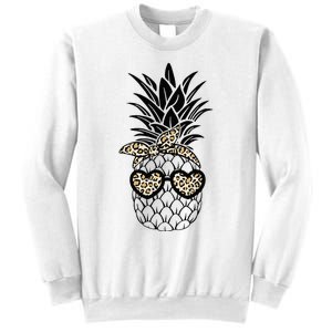 Pineapple Wearing Glasses Leopard Fun Pineapple Sweatshirt