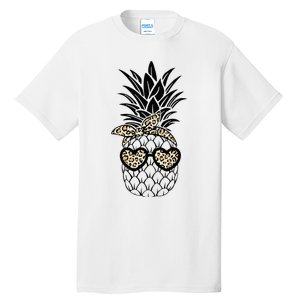 Pineapple Wearing Glasses Leopard Fun Pineapple Tall T-Shirt