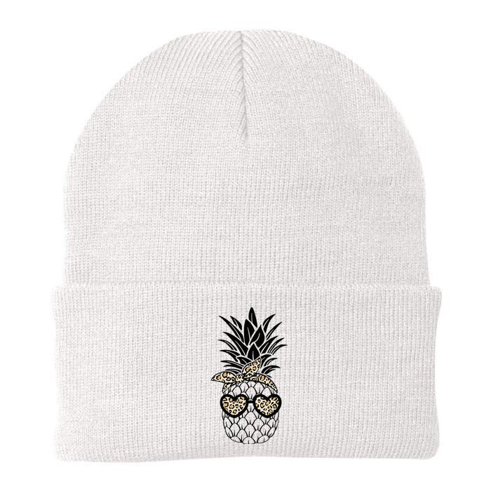 Pineapple Wearing Glasses Leopard Fun Pineapple Knit Cap Winter Beanie