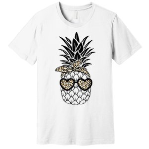 Pineapple Wearing Glasses Leopard Fun Pineapple Premium T-Shirt