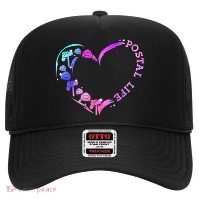 Postal Worker Heart Meaningful Gift Postal Life Mail Carrier Mail Lady Gift High Crown Mesh Back Trucker Hat