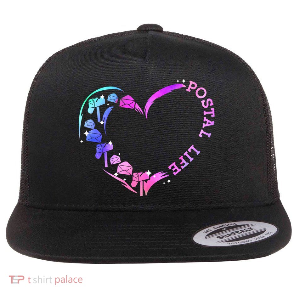 Postal Worker Heart Meaningful Gift Postal Life Mail Carrier Mail Lady Gift Flat Bill Trucker Hat