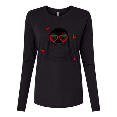 Penguin With Heart Glasses Valentines Day Penguin Lover Great Gift Womens Cotton Relaxed Long Sleeve T-Shirt