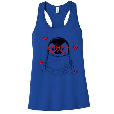 Penguin With Heart Glasses Valentines Day Penguin Lover Great Gift Women's Racerback Tank