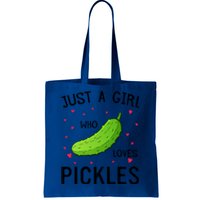 Pickle With Hearts Graphic Just A Who Loves Pickles Cute Gift Tote Bag