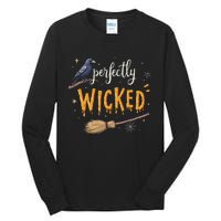 Perfectly Wicked Halloween Women Witchy Raven Broom Tall Long Sleeve T-Shirt