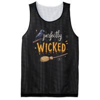 Perfectly Wicked Halloween Women Witchy Raven Broom Mesh Reversible Basketball Jersey Tank