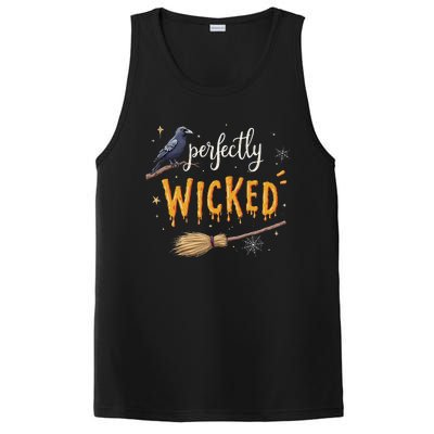 Perfectly Wicked Halloween Women Witchy Raven Broom PosiCharge Competitor Tank