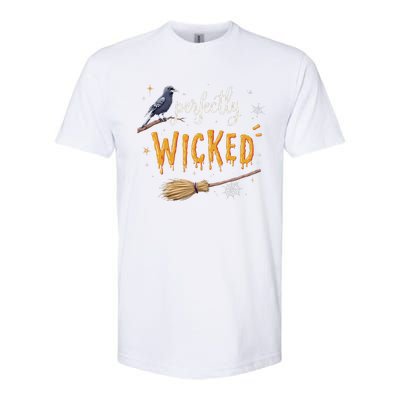 Perfectly Wicked Halloween Women Witchy Raven Broom Softstyle CVC T-Shirt