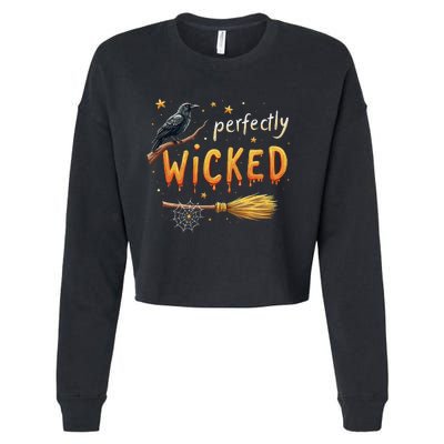 Perfectly Wicked Halloween Women Witchy Women Cropped Pullover Crew