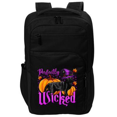 Perfectly Wicked Halloween Black Cat Witch Hat Pumpkin Impact Tech Backpack