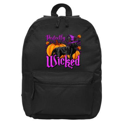 Perfectly Wicked Halloween Black Cat Witch Hat Pumpkin 16 in Basic Backpack