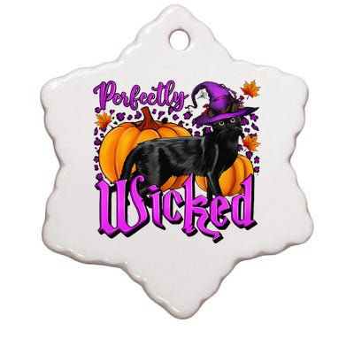 Perfectly Wicked Halloween Black Cat Witch Hat Pumpkin Ceramic Star Ornament