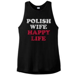 Polish Wife Happy Life Funny Polska Poland Gift Ladies PosiCharge Tri-Blend Wicking Tank