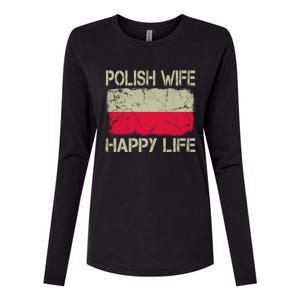 Polish Wife Happy Life Poland Flag Funny Husband Gift Womens Cotton Relaxed Long Sleeve T-Shirt