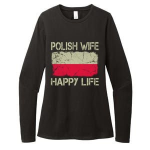 Polish Wife Happy Life Poland Flag Funny Husband Gift Womens CVC Long Sleeve Shirt