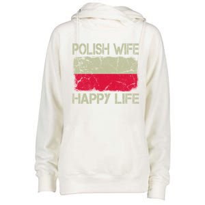 Polish Wife Happy Life Poland Flag Funny Husband Gift Womens Funnel Neck Pullover Hood