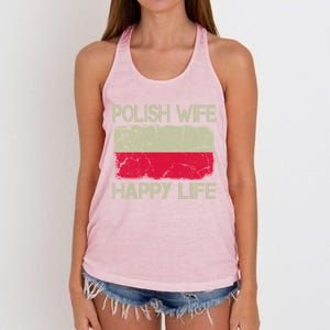 Polish Wife Happy Life Poland Flag Funny Husband Gift Women's Knotted Racerback Tank