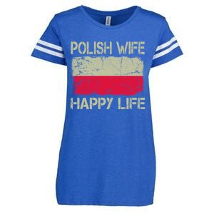 Polish Wife Happy Life Poland Flag Funny Husband Gift Enza Ladies Jersey Football T-Shirt