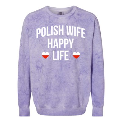 Polish Wife Happy Life Cute Gift Colorblast Crewneck Sweatshirt