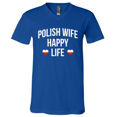 Polish Wife Happy Life Cute Gift V-Neck T-Shirt