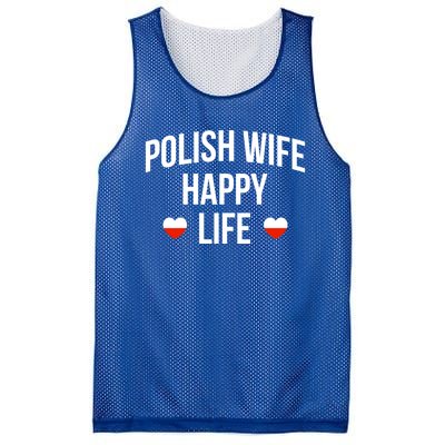 Polish Wife Happy Life Cute Gift Mesh Reversible Basketball Jersey Tank